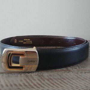 Vintage Pierre Cardin made in England genuine leather black belt post bu…